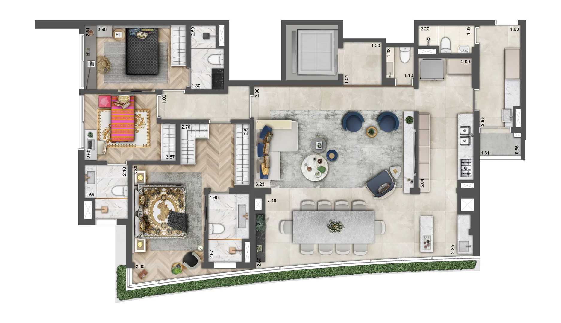 Planta - Villa Versace Moema: 149m², 3 Suítes | Pronto e Últimas Unidades - CARLOS BOTELHO NEGÓCIOS IMOBILIÁRIOS