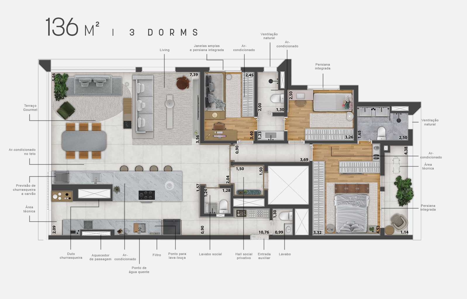 Planta - Apartamentos de Alto Padrão no Axis Campo Belo – Rua Pascal, 3 Suítes - Carlos Botelho Negócios Imobiliários