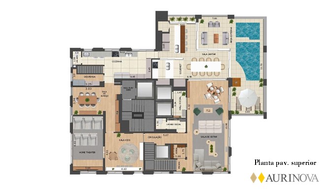 Planta - Espetacular Cobertura Triplex de 749m² com 5 Suítes e 8 Vagas à Venda na Vila Olímpia, São Paulo - Carlos Botelho Negócios Imobiliários