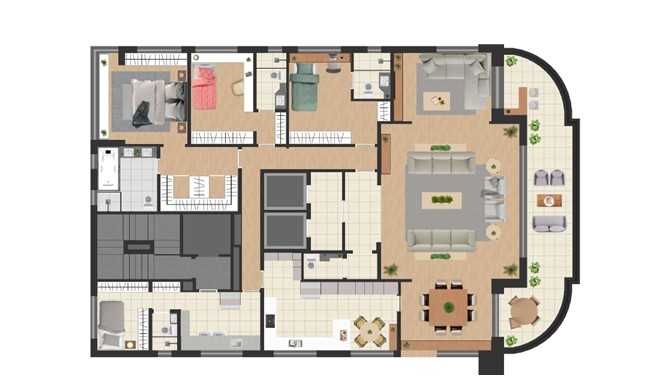 Planta - Apartamento de luxo à venda, com 3 quartos, 278m² - CARLOS BOTELHO NEGÓCIOS IMOBILIÁRIOS
