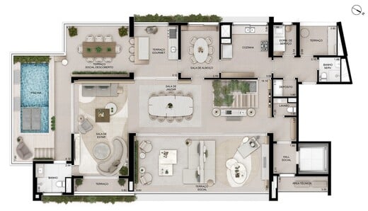 Planta - Apartamento à venda, no Ampere Brooklin,  em São Paulo, Brooklin, com 4 quartos, 262m² - Carlos Botelho Negócios Imobiliários