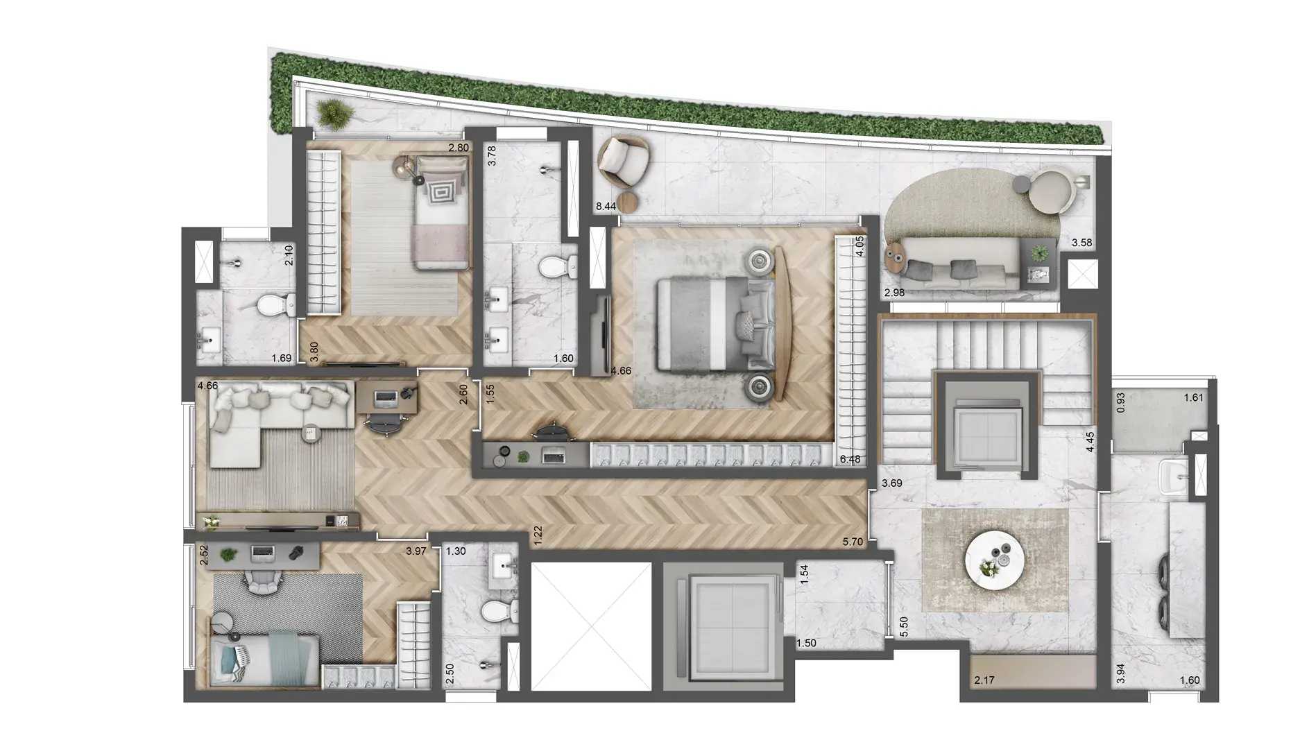 Planta - Lavvi Villa Versace Moema: Cobertura 291m² Perto do Ibirapuera - CARLOS BOTELHO NEGÓCIOS IMOBILIÁRIOS