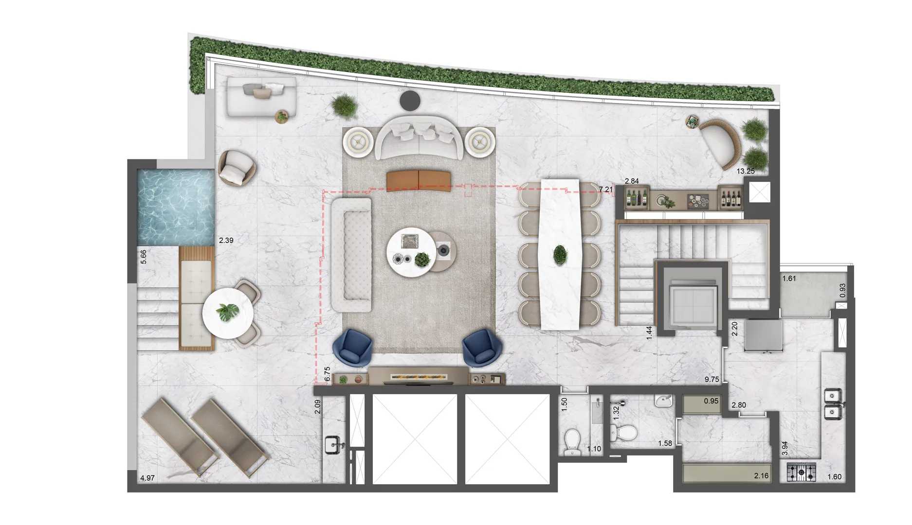 Planta - Lavvi Villa Versace Moema: Cobertura 291m² Perto do Ibirapuera - CARLOS BOTELHO NEGÓCIOS IMOBILIÁRIOS