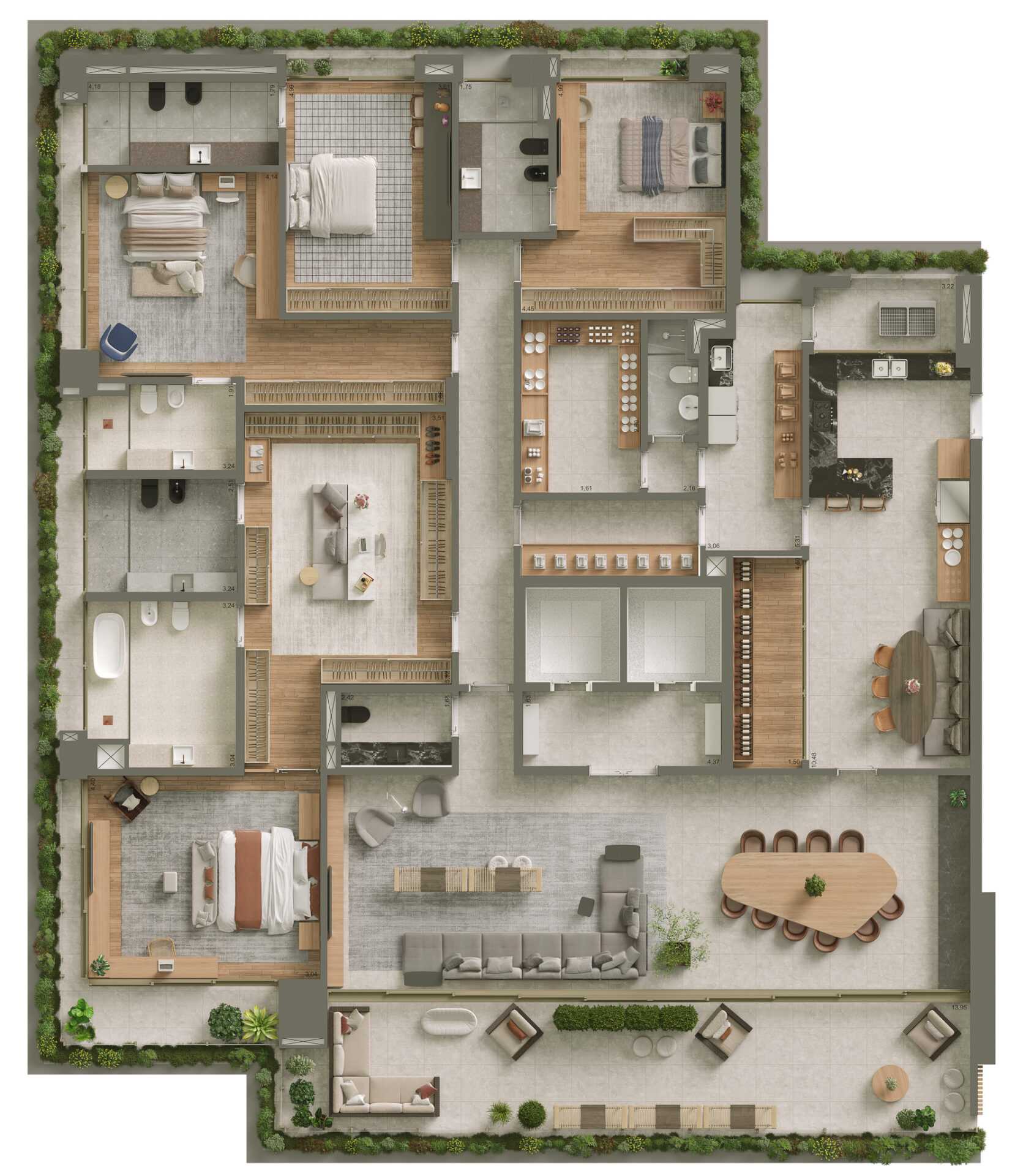 Planta - Apto de Luxo em Moema: 453m² e 5 Suítes | Vista Parque Ibirapuera - Carlos Botelho Negócios Imobiliários