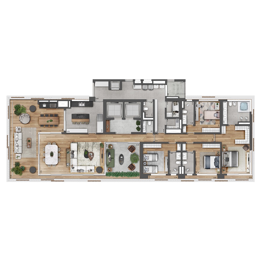 Planta - Apartamento de luxo com 4 quartos, 355,00m², à venda em São Paulo, Itaim Bibi - Carlos Botelho Negócios Imobiliários