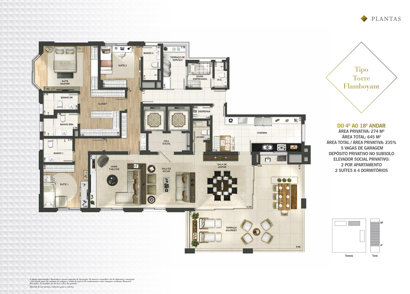 Planta - Apartamento de Luxo 275m² na Vila Olímpia: 5 Suítes, 5 Vagas à Venda em São Paulo - Carlos Botelho Negócios Imobiliários