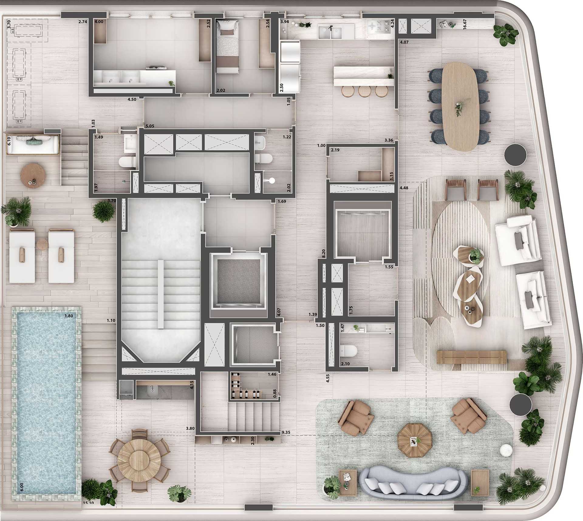 Planta - Etmo Jardins Plaenge: Cobertura Duplex de 482,54 m² com 4 Suítes e 4 vagas à  venda nos Jardins em São Paulo/SP - Carlos Botelho Negócios Imobiliários