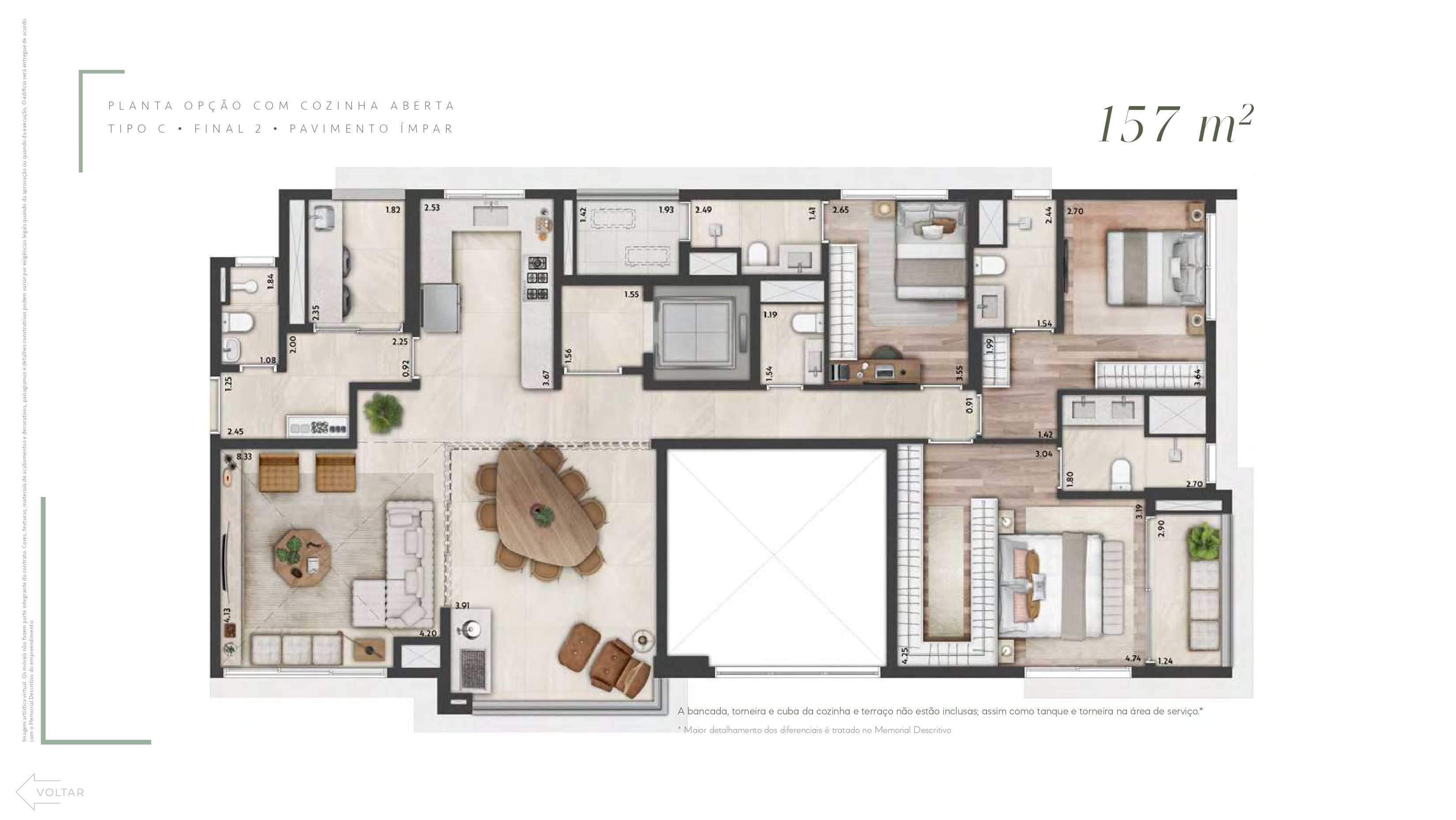 Planta - Altier Moema Pássaros: Apartamento Garden de 286 m2, 3 Suítes, 2 Vagas à venda em Moema/SP - Carlos Botelho Negócios Imobiliários