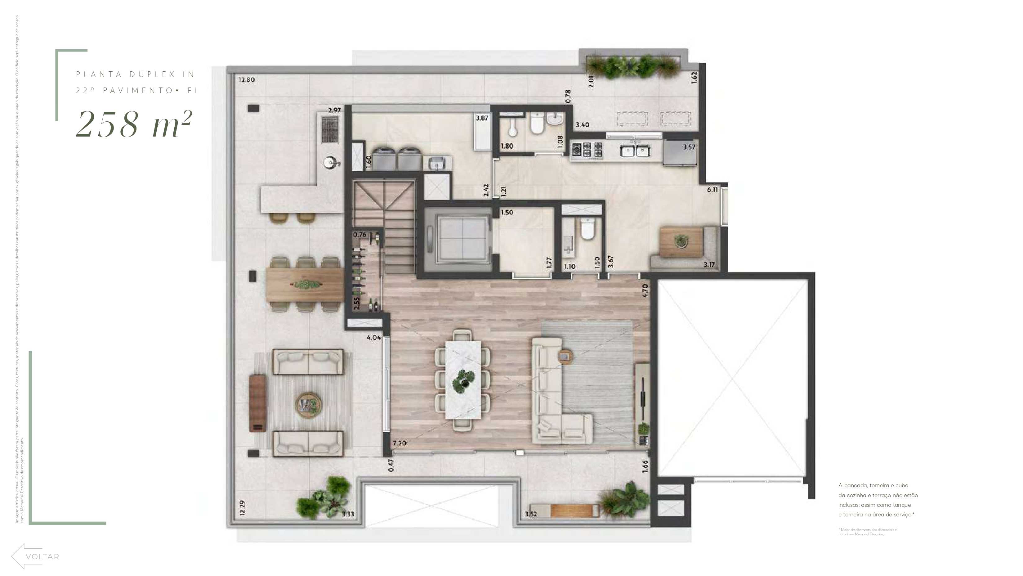 Planta - Altier Moema Pássaros: Apartamento Garden de 286 m2, 3 Suítes, 2 Vagas à venda em Moema/SP - Carlos Botelho Negócios Imobiliários