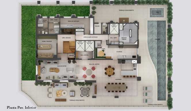 Planta - Apartamento Duplex 893m² Vila Olímpia | Quartier Auri São Paulo - CARLOS BOTELHO NEGÓCIOS IMOBILIÁRIOS